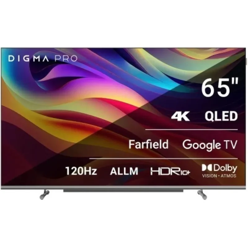 Телевизор Digma Pro 65″ QLED 65L Google TV Frameless черный/серебристый