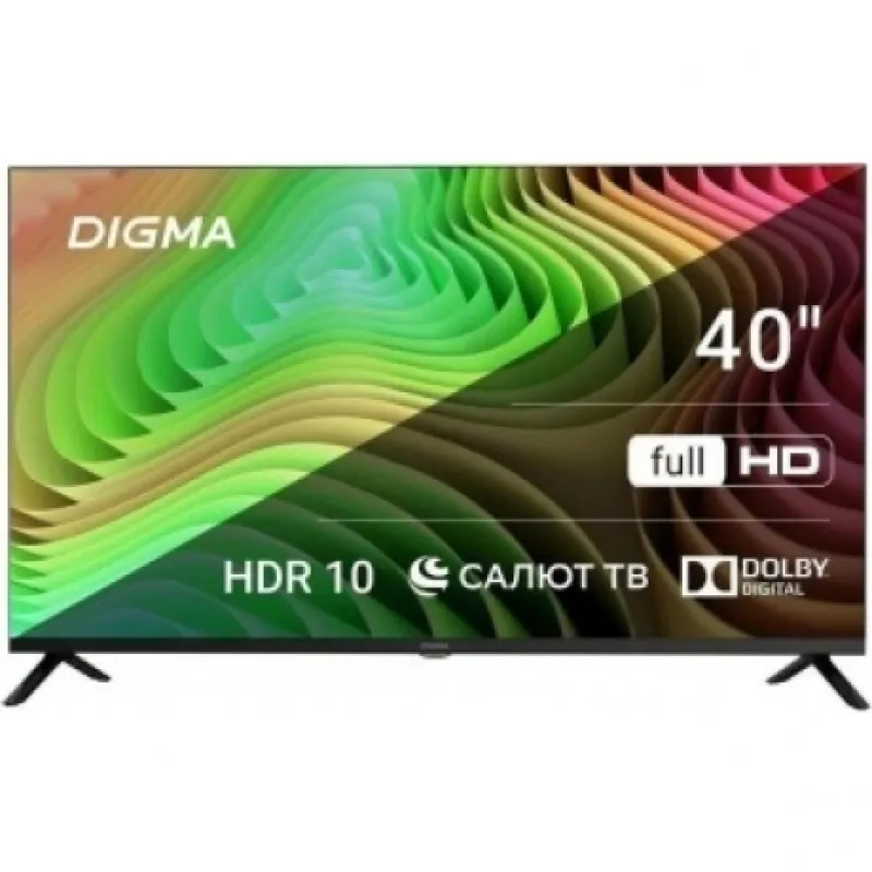 Телевизор LED Digma 40″ DM-LED40SBB36 Салют ТВ Frameless Metal черный FULL HD 60Hz DVB-T DVB-T2 DVB-C DVB-S DVB-S2 USB WiFi Smart TV