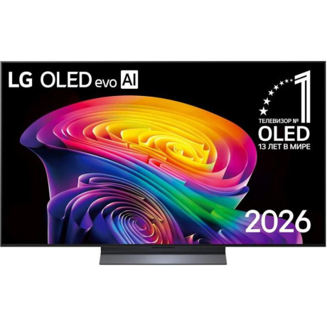 LG OLED55C6RLA: 55-дюймовый OLED-телевизор на подставке, вид спереди